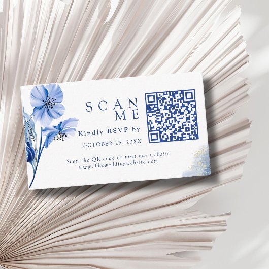 Dusty Blue Wedding Website & QR Code Bruiloft RSVP Informatiekaartje