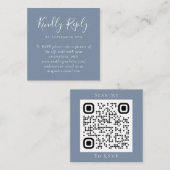 Dusty Blue Wedding Website QR Code RSVP Card Contactkaartje (Voorkant / Achterkant)