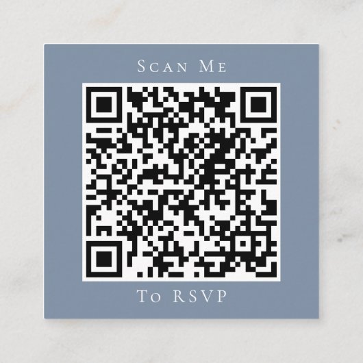 Dusty Blue Wedding Website QR Code RSVP Card Contactkaartje (Achterkant)