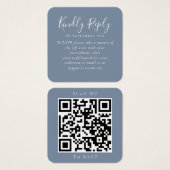Dusty Blue Wedding Website QR Code RSVP Vierkante Visitekaartjes (Voorkant /achterkant)
