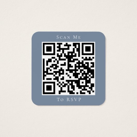 Dusty Blue Wedding Website QR Code RSVP Vierkante Visitekaartjes (Achterkant)
