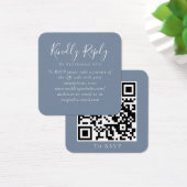 Dusty Blue Wedding Website QR Code RSVP Vierkante Visitekaartjes (Bureau)