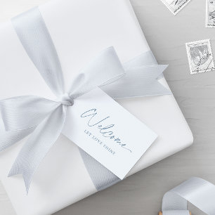 Dusty Blue Wedding Welcome Label – Elegant Favorie Cadeaulabel