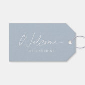 Dusty Blue Wedding Welcome Label – Elegant Favorie Cadeaulabel (Voorkant (Horizontaal))