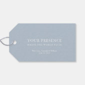 Dusty Blue Wedding Welcome Label – Elegant Favorie Cadeaulabel (Achterkant Horizontaal)