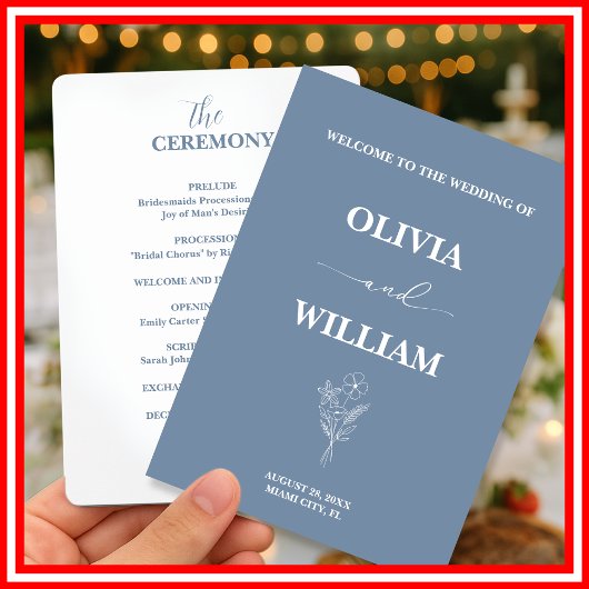 Dusty Blue Wedding Wildflower Programma