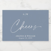 Dusty Blue Wedding Wine Favoriet Label – "Cheers" Sparkling Wijnetiket (Enkel label)