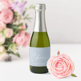 Dusty Blue Wedding Wine Favoriet Label – "Cheers" Sparkling Wijnetiket