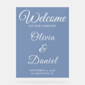 Dusty Blue Welcome with Elegant Font Acryl Bord (Voorkant)