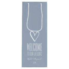 Dusty Blue Welkom bij ons huwelijk Wijn Cadeautas