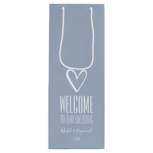 Dusty Blue Welkom bij ons huwelijk Wijn Cadeautas