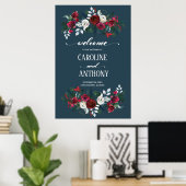 Dusty Blue | Welkomstbord van het Burgundy Bloom W Poster (Thuiskantoor)