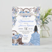 Dusty Blue Western Ranchero Quinceanera Kaart (Staand voorkant)