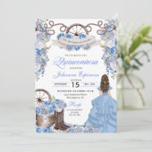 Dusty Blue Western Ranchero Quinceanera Kaart (Staand voorkant)