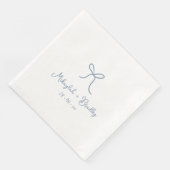Dusty Blue Whimsical Bow Gepersonaliseerde bruilof Servet (Hoek)