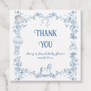 Dusty Blue Whimsical Floral Baby shower Bedankjes Labels
