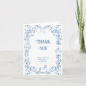 Dusty Blue Whimsical Floral Baby shower Bedankkaart (Voorkant)