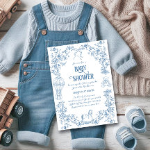 Dusty Blue Whimsical Floral Baby shower