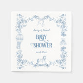 Dusty Blue Whimsical Floral Baby shower Servet (Voorkant)