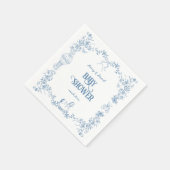 Dusty Blue Whimsical Floral Baby shower Servet (Hoek)
