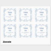 Dusty Blue Whimsical Floral Baby shower Vierkante Sticker (Vel)