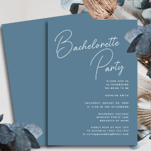 Dusty Blue Whimsical Script Bachelorette Party Kaart