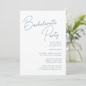 Dusty Blue Whimsical Script Bachelorette Party Kaart (Staand voorkant)