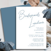 Dusty Blue Whimsical Script bruidsmeisjes Luncheon Kaart