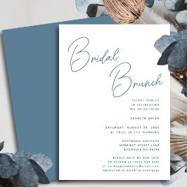 Dusty Blue Whimsical Script Chique Bridal Brunch Kaart