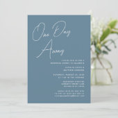 Dusty Blue Whimsical Script Chique op een dag afst Kaart (Staand voorkant)