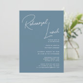 Dusty Blue Whimsical Script Chique repetitielunch Kaart (Staand voorkant)