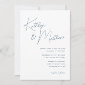 Dusty Blue Whimsical Script minimalistische bruilo Kaart (Voorkant)