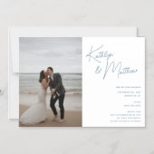 Dusty Blue Whimsical Script Modern Save The Date Magnetische Uitnodiging (Voorkant)