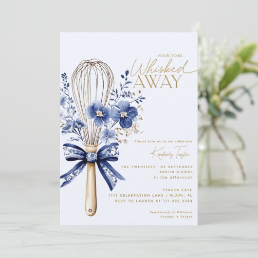 Dusty Blue Whisked Away Toile Vrijgezellenfeest Kaart (Staand voorkant)