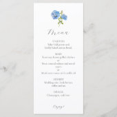Dusty Blue & White Bloemen Hydrangea Bruiloft Menu (Voorkant)
