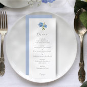 Dusty Blue & White Bloemen Hydrangea Bruiloft Menu