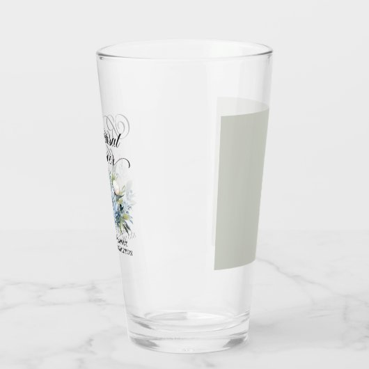 Dusty Blue White Bloemen repetitie diner Glas (Links)