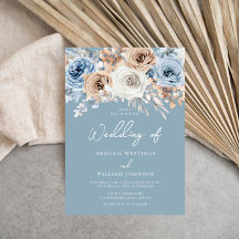 Dusty Blue White Bohemian Floral Modern Wedding