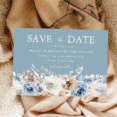 Dusty Blue & White Bohemian Floral Modern Wedding Save The Date