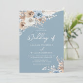 Dusty Blue White Bohemian Waterverf Wedding Kaart (Staand voorkant)