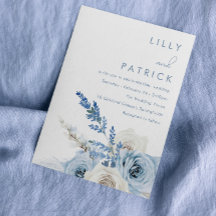 Dusty Blue & White Boho Floral Waterverf Wedding