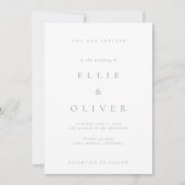 Dusty Blue & White Boho Minimalist Modern Wedding Kaart (Voorkant)