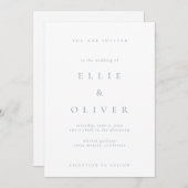 Dusty Blue & White Boho Minimalist Modern Wedding Kaart (Voorkant / Achterkant)