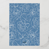 Dusty Blue & White Botanical Line Drawing Wedding Folie Uitnodiging (Achterkant)