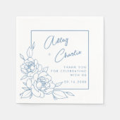Dusty Blue & White Botanical Names Wedding Napkins Servet (Voorkant)
