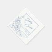 Dusty Blue & White Botanical Names Wedding Napkins Servet (Hoek)