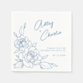 Dusty Blue & White Botanical Names Wedding Napkins Servet (Voorkant)