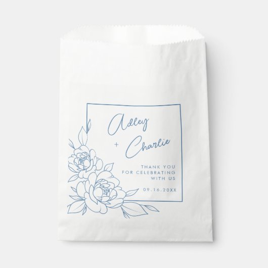 Dusty Blue White Botanical Weddenschap Favor Bedan Bedankzakje (Voorkant)