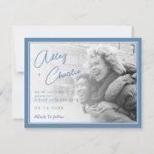 Dusty Blue & White Botanical Wedding Save the Date (Voorkant)