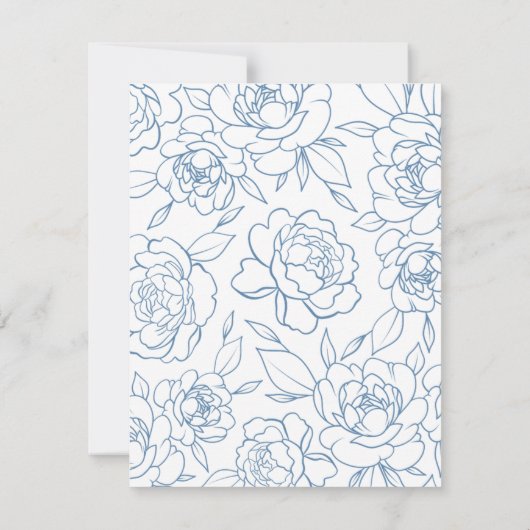 Dusty Blue & White Botanical Wedding Save the Date (Achterkant)